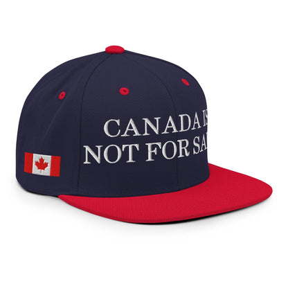Canada is not for Sale Flag 1867 Embroidered Flat Brim Bill Snapback Hat - Navy/ Red - Headwear