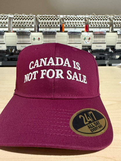 Maroon baseball cap from Canada is Not For Sale Hat featured in custom apparel sale hat collection