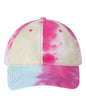 Tie-dye baseball cap showcasing custom apparel and screen printing on a dad hat