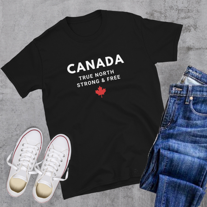 Canada True North Strong & Free 🇨🇦 Tee - Black / S