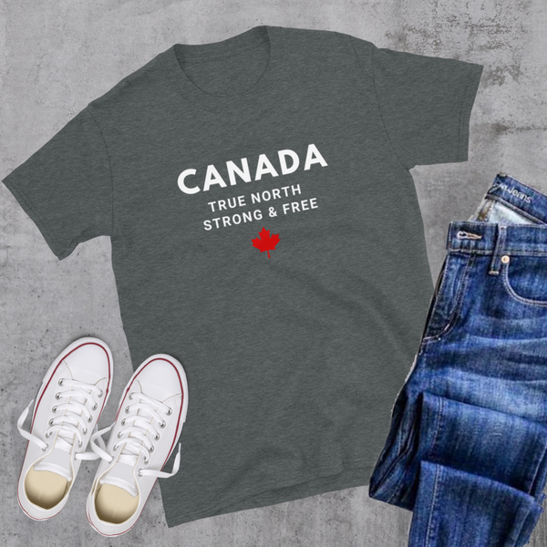 Canada True North Strong & Free 🇨🇦 Tee - Dark Heather / S