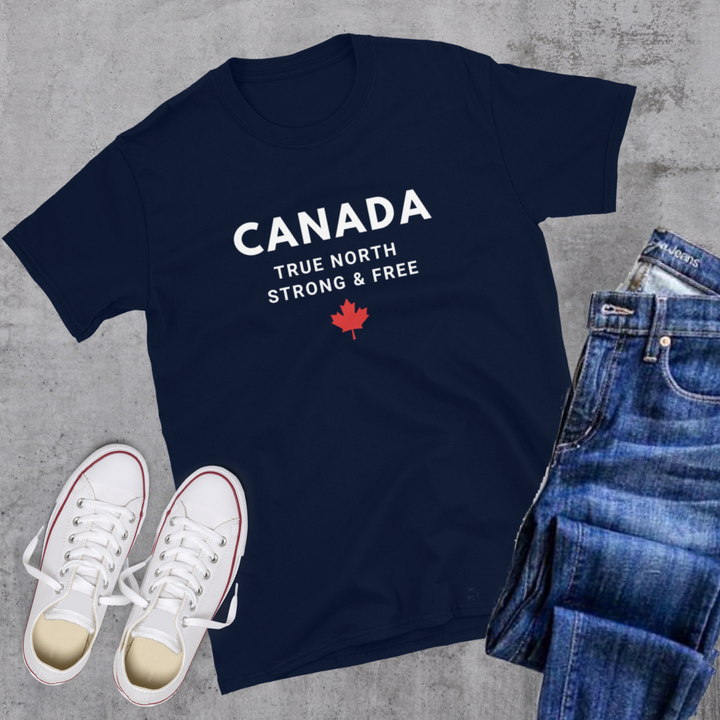 Canada True North Strong & Free 🇨🇦 Tee - Navy / S