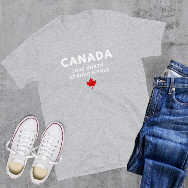 Canada True North Strong & Free 🇨🇦 Tee - Sport Grey / S