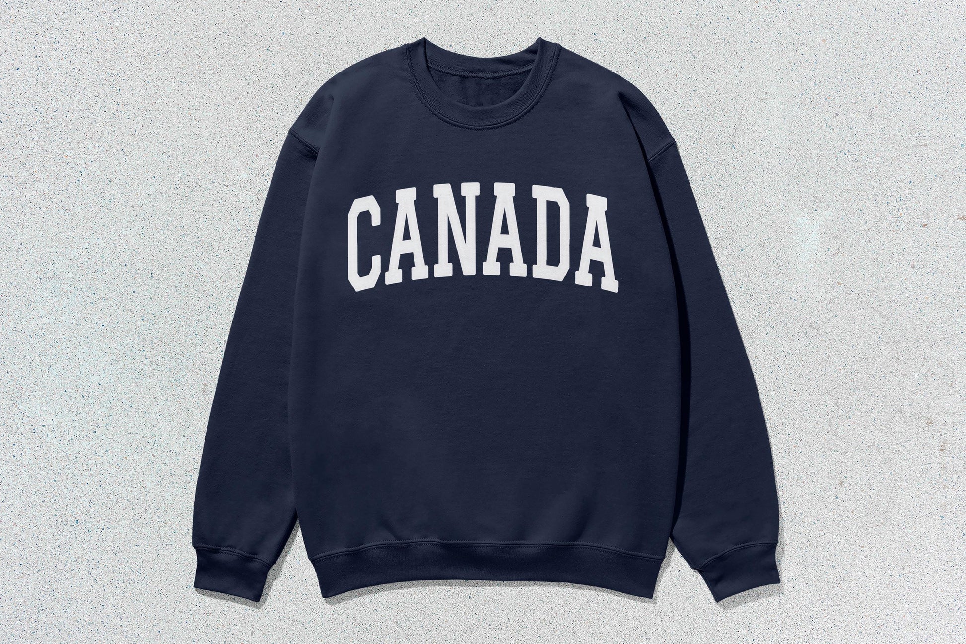 Navy blue CANADA crewneck sweatshirt in heavy blend fabric, ideal for custom apparel