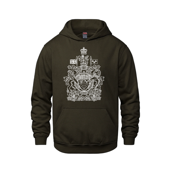 Canadian Coat of Arms Pullover Hoodie - Brown / XS / Adults - Sweatshirts & Hoodies