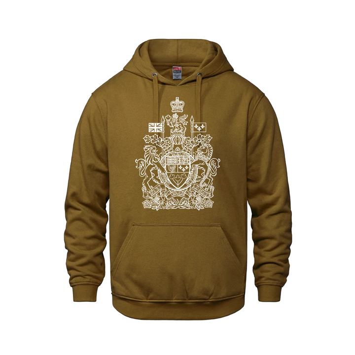 Canadian Coat of Arms Pullover Hoodie - Golden Brown / XS / Adults - Sweatshirts & Hoodies