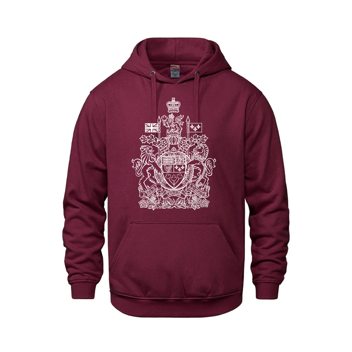 Canadian Coat of Arms Pullover Hoodie - Maroon / XS / Adults - Sweatshirts & Hoodies