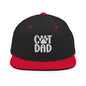 Black and red Cat Dad embroidered flat bill brim snapback hat for cat lovers