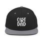 Black and gray Cat Dad embroidered flat bill brim snapback hat for cat lovers