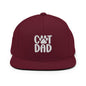 Maroon Cat Dad Embroidered Flat Bill Brim Snapback Hat for Cat Dads