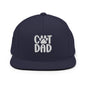 Navy blue Cat Dad embroidered flat bill brim snapback hat for cat dads