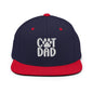 Two-tone Cat Dad embroidered flat bill brim snapback hat for stylish pet owners