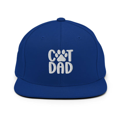 Blue Cat Dad Embroidered Flat Bill Brim Snapback Hat for stylish cat dad apparel