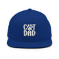 Blue Cat Dad Embroidered Flat Bill Brim Snapback Hat for stylish cat dad apparel
