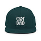 Dark green Cat Dad embroidered flat bill brim snapback hat for cat lovers