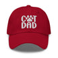 Red Cat Dad embroidered baseball cap featured on Cat Dad Embroidered Dad Hat product page