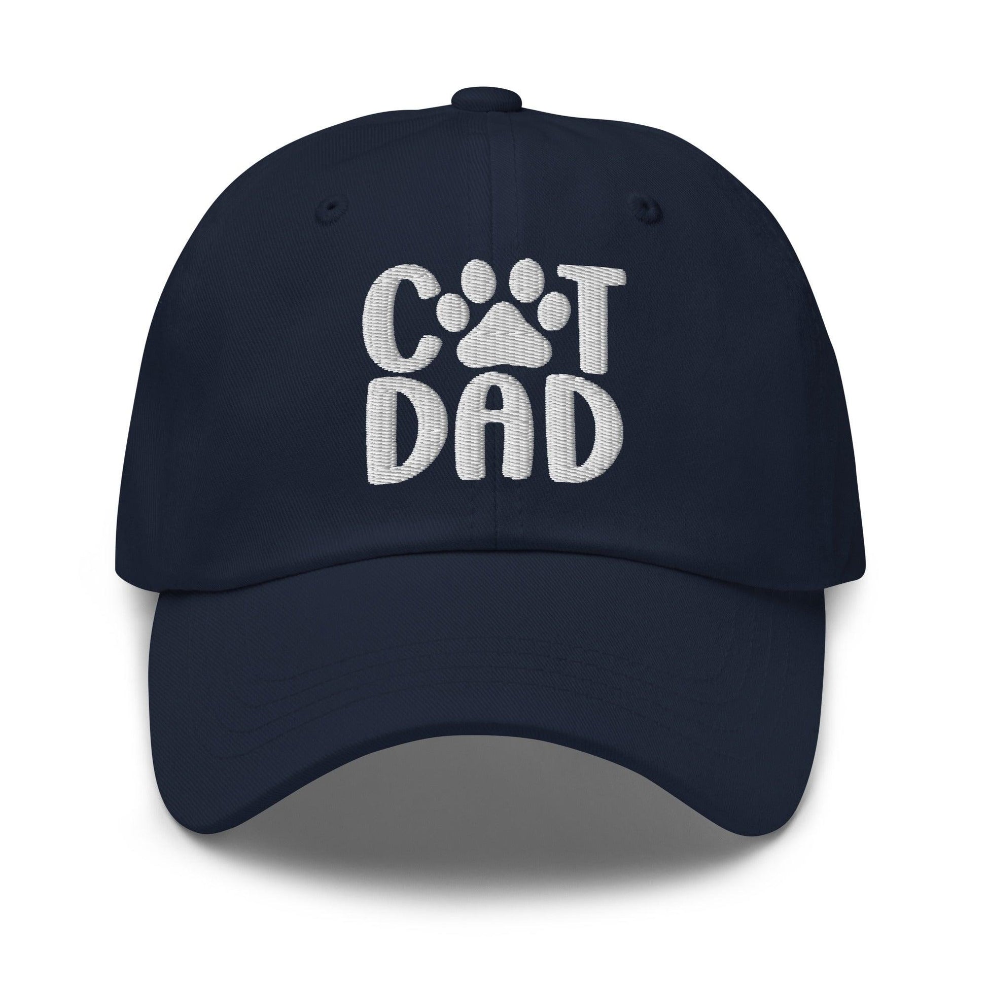 Navy Blue Cat Dad Embroidered Dad Hat for Cat Dads, Perfect Embroidered Dad Hat