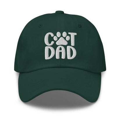 Dark green Cat Dad embroidered baseball cap, stylish dad embroidered hat for cat lovers