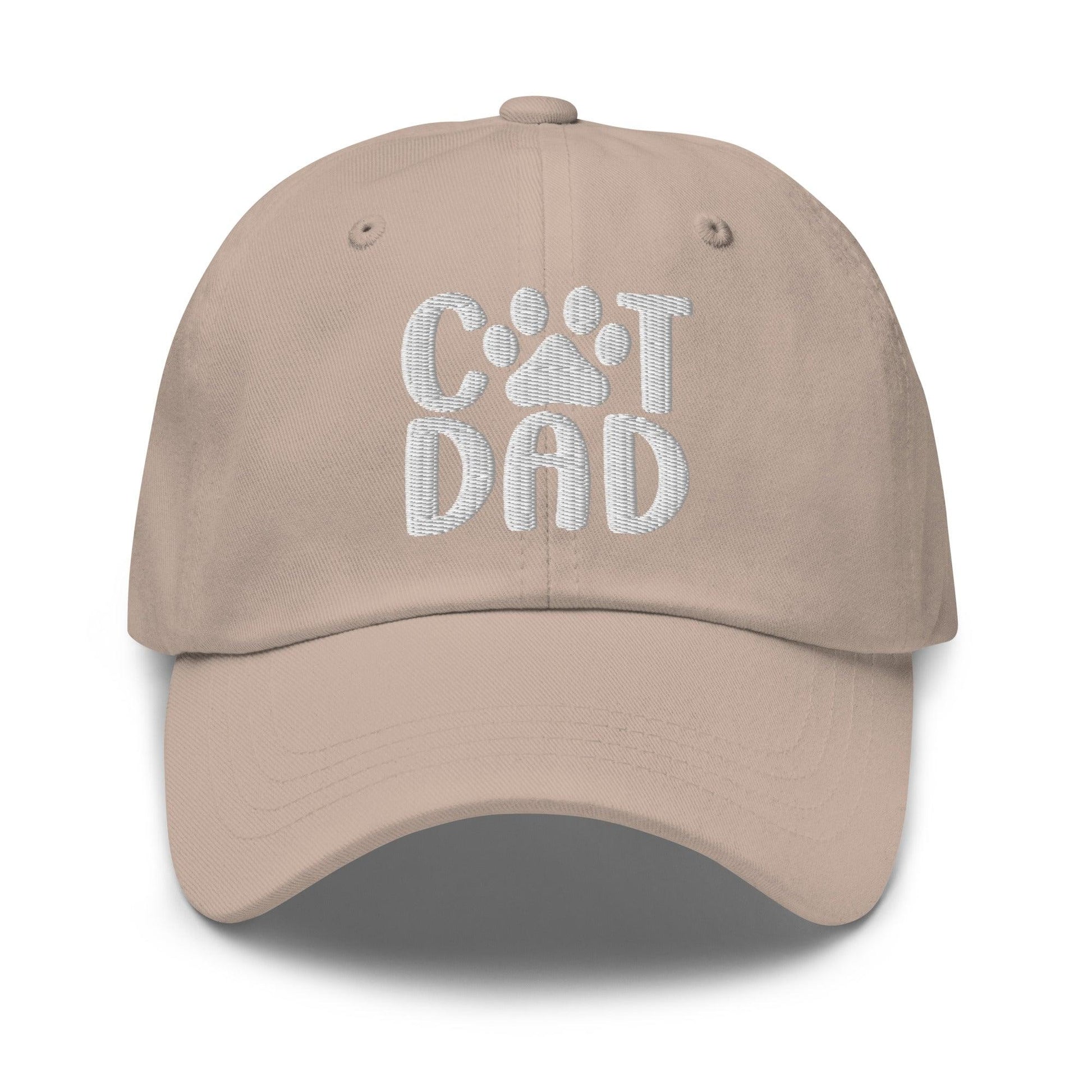 Cat Dad Embroidered Hat - Stone