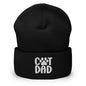 Black knit cuffed beanie featuring cat dad embroidered design perfect for dad embroidered knit accessories
