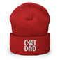 Red Cat Dad embroidered knit cuffed beanie for cat lovers and proud dads