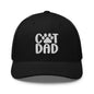 Black trucker hat with Cat Dad embroidered design in a dad embroidered mesh style