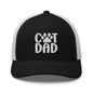 Black and white Cat Dad embroidered mesh trucker hat for stylish pet dad fashion