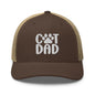 Brown Cat Dad Embroidered Mesh Trucker Hat displayed in product listing
