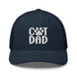 Navy blue Cat Dad embroidered mesh trucker hat with dad embroidered design