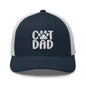 Navy and white Cat Dad embroidered mesh trucker hat with stylish design