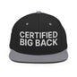 Certified Big Back Embroidered Flat Bill Brim Snapback Hat - Black/ Silver