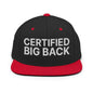 Certified Big Back Embroidered Flat Bill Brim Snapback Hat - Black/ Red
