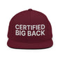Certified Big Back Embroidered Flat Bill Brim Snapback Hat - Maroon