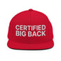 Certified Big Back Embroidered Flat Bill Brim Snapback Hat - Red