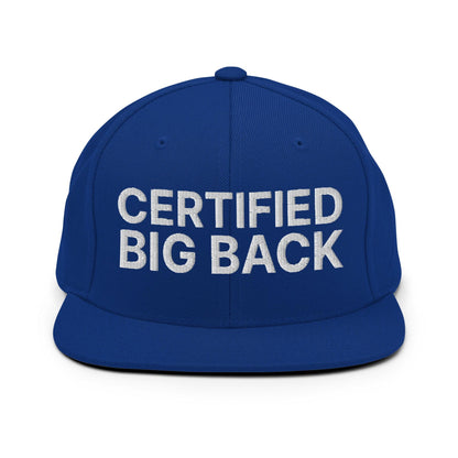 Certified Big Back Embroidered Flat Bill Brim Snapback Hat - Royal Blue