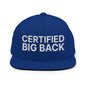 Certified Big Back Embroidered Flat Bill Brim Snapback Hat - Royal Blue