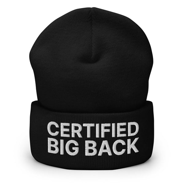 Certified Big Back Embroidered Knit Cuffed Beanie - Black