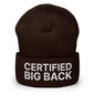 Certified Big Back Embroidered Knit Cuffed Beanie - Brown