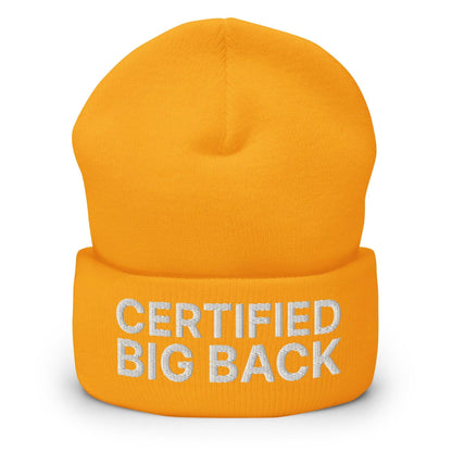 Certified Big Back Embroidered Knit Cuffed Beanie - Gold
