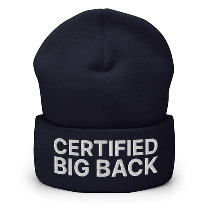 Certified Big Back Embroidered Knit Cuffed Beanie - Navy