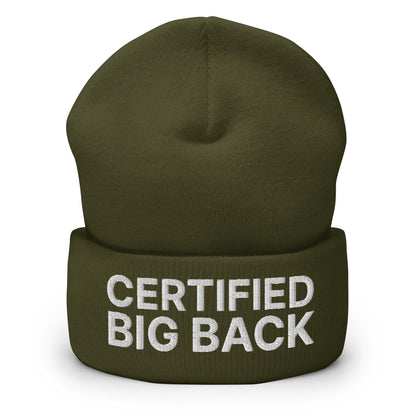 Certified Big Back Embroidered Knit Cuffed Beanie - Olive