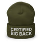 Certified Big Back Embroidered Knit Cuffed Beanie - Olive