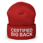 Certified Big Back Embroidered Knit Cuffed Beanie - Red