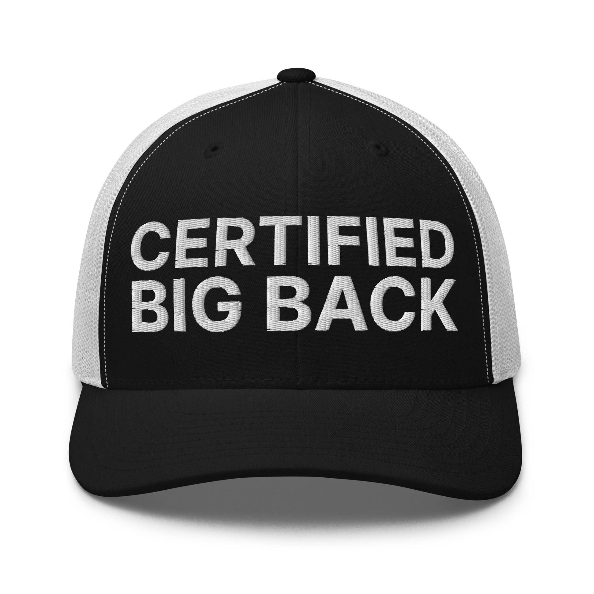 Certified Big Back Embroidered Mesh Trucker Hat - Black/ White