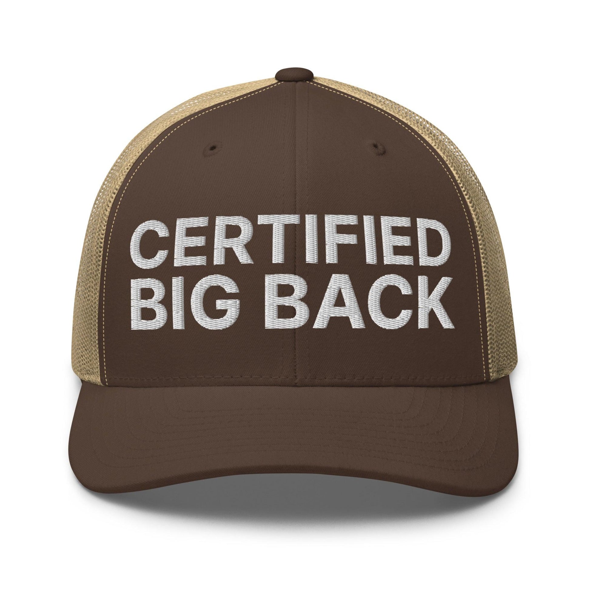 Certified Big Back Embroidered Mesh Trucker Hat - Brown/ Khaki
