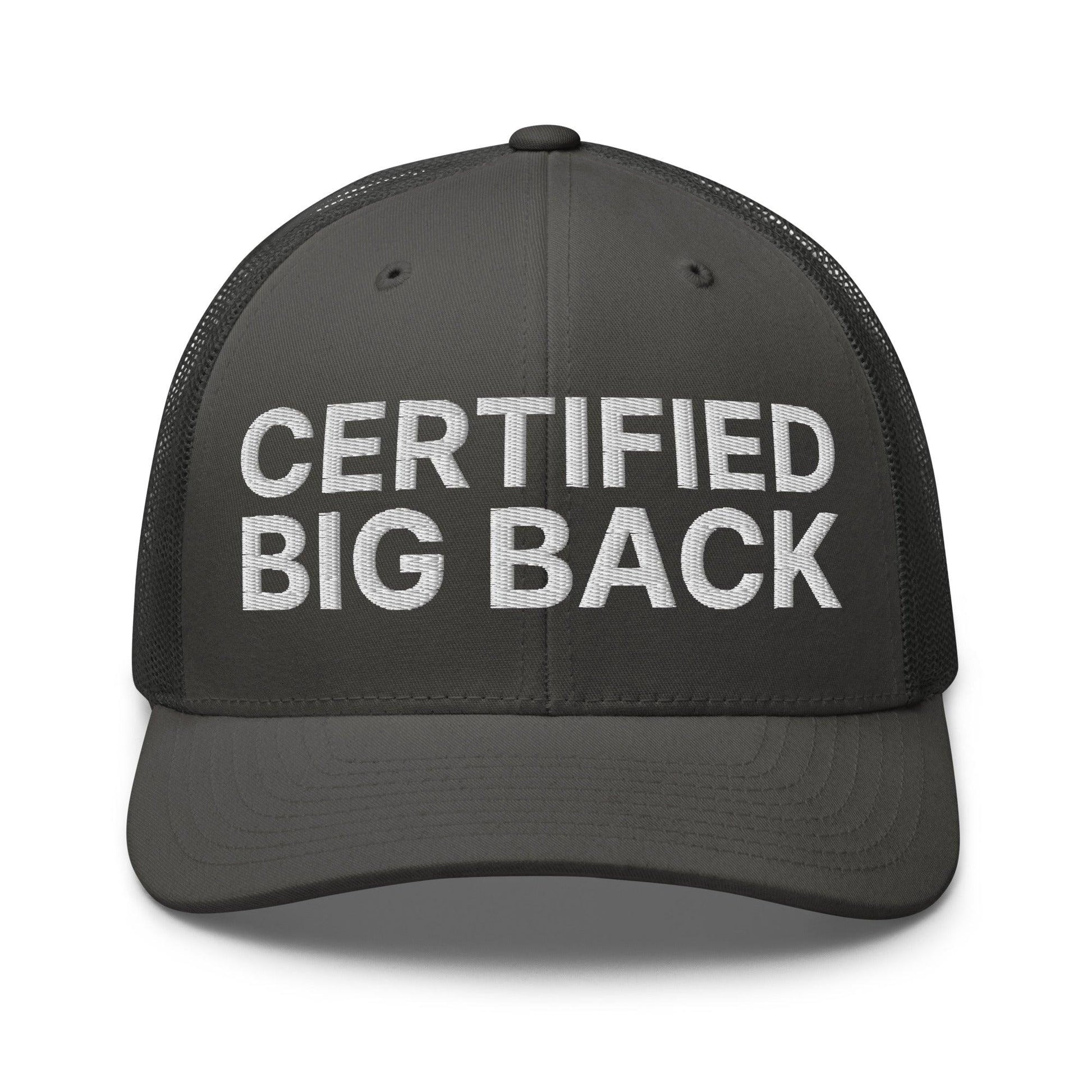 Certified Big Back Embroidered Mesh Trucker Hat - Charcoal