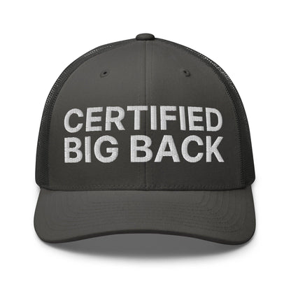 Certified Big Back Embroidered Mesh Trucker Hat - Charcoal