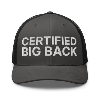 Certified Big Back Embroidered Mesh Trucker Hat - Charcoal/ Black