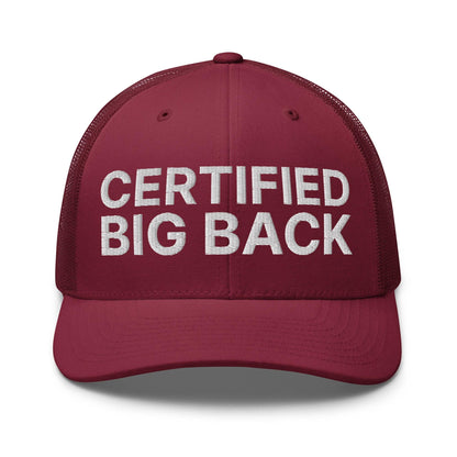 Certified Big Back Embroidered Mesh Trucker Hat - Cranberry