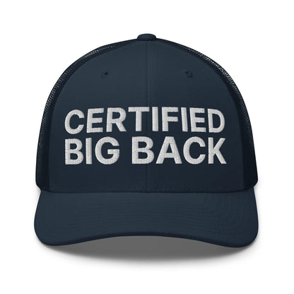 Certified Big Back Embroidered Mesh Trucker Hat - Navy
